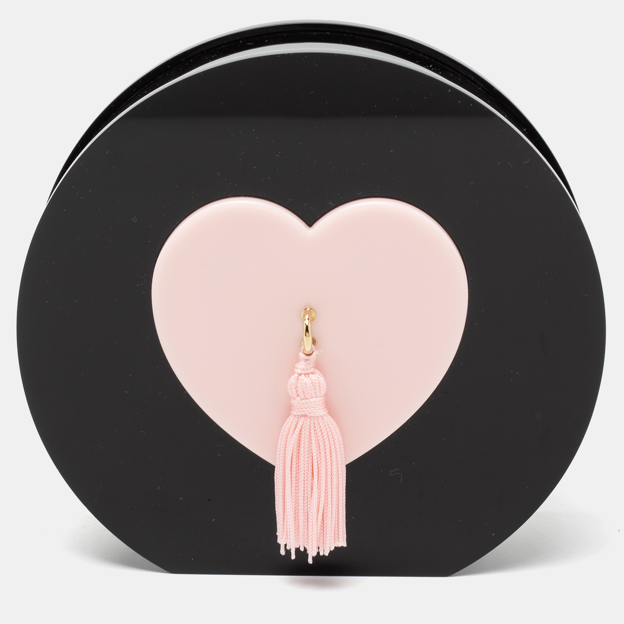 Charlotte Olympia Black/Pink Perspex Such A Tease Tassel Clutch
